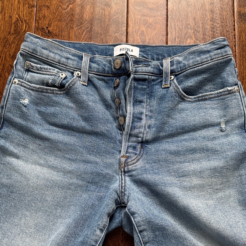 pistola spruce color Button-Fly Denim crop jeans